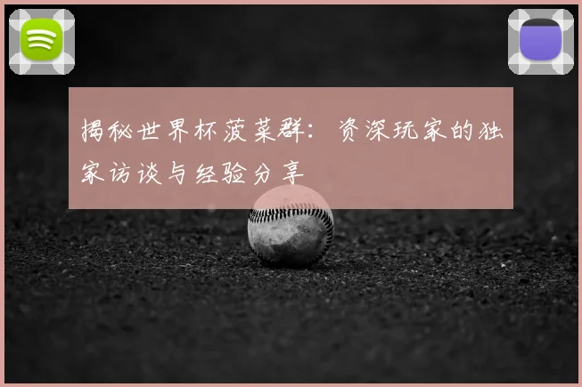 揭秘世界杯菠菜群:资深玩家的独家访谈与经验分享